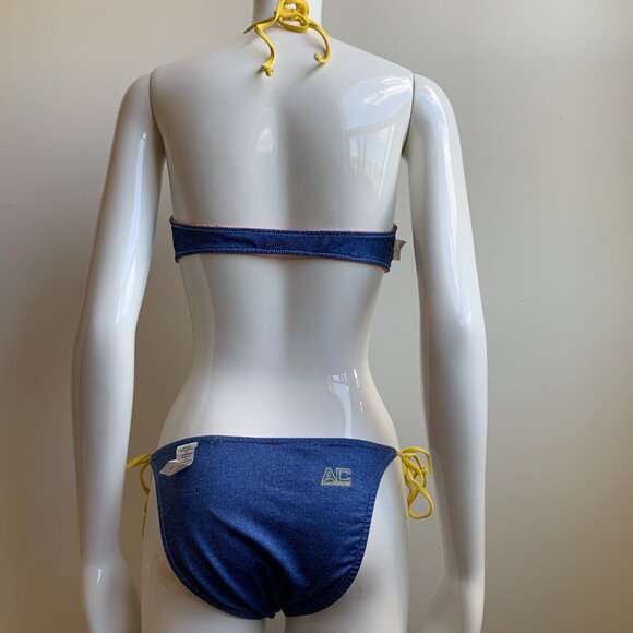 Aaron Chang denim orange floral reversible bikini - Picture 11 of 14